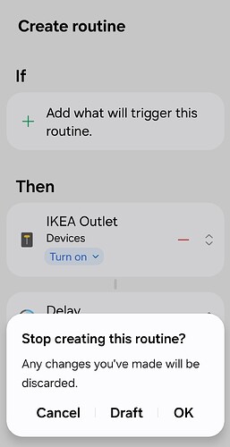 SmartThings App Routine  Save Draft Routine