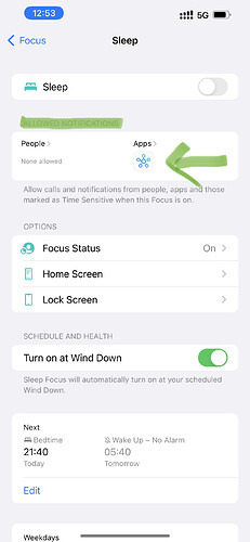Sleep mode settings