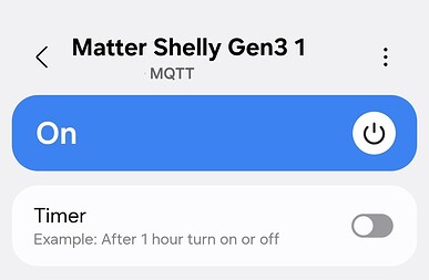 SmartThings Edge Driver Matter Switch Shelly 1 Gen3 ST App Detail View
