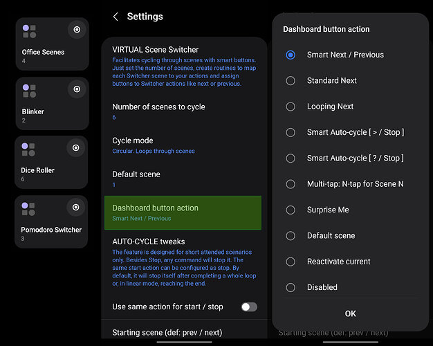 virtual button actions