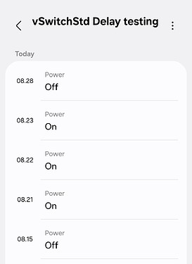 SmartThings App vSwitchStd History  Setting Force state change on