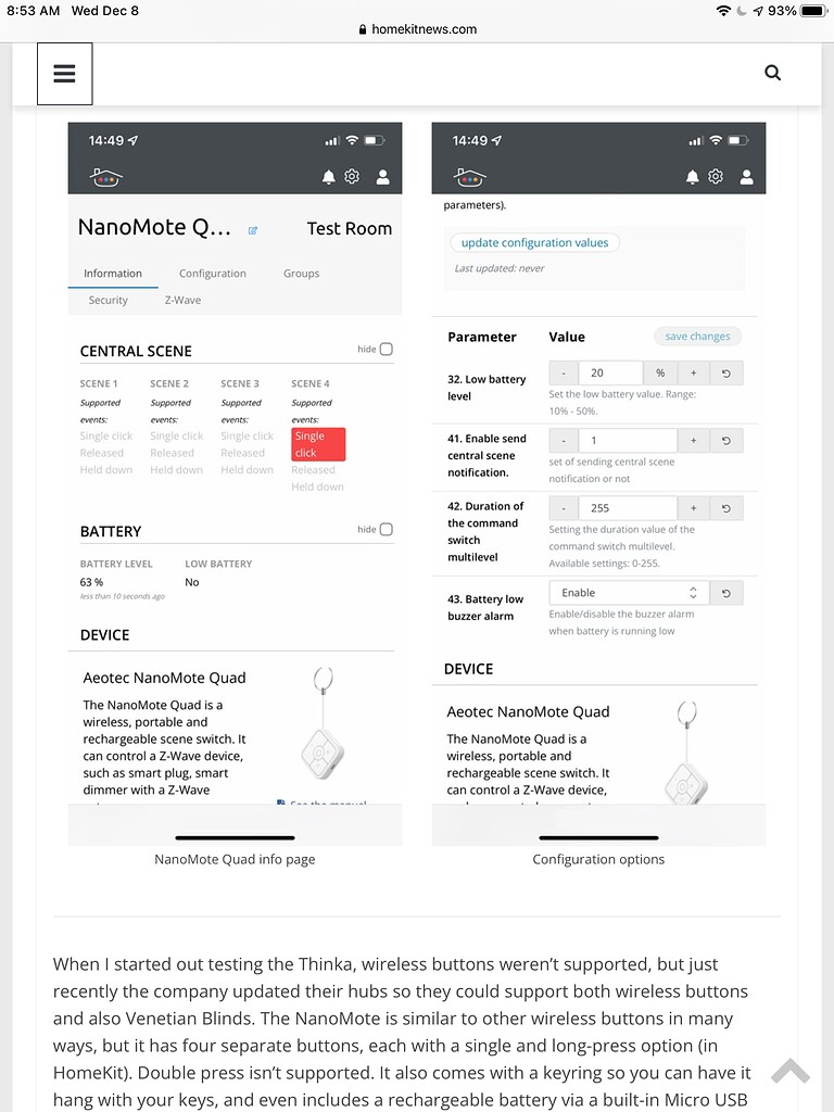 ThinkA (zwave to HomeKit hub) now in distribution, hands on reviews