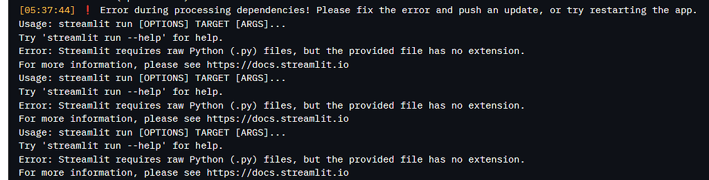 Start The App By Streamlit Commounity Cloud Get Error Please Help Me Start The App By Streamlit Commounity Cloud Get Error Please Help Me