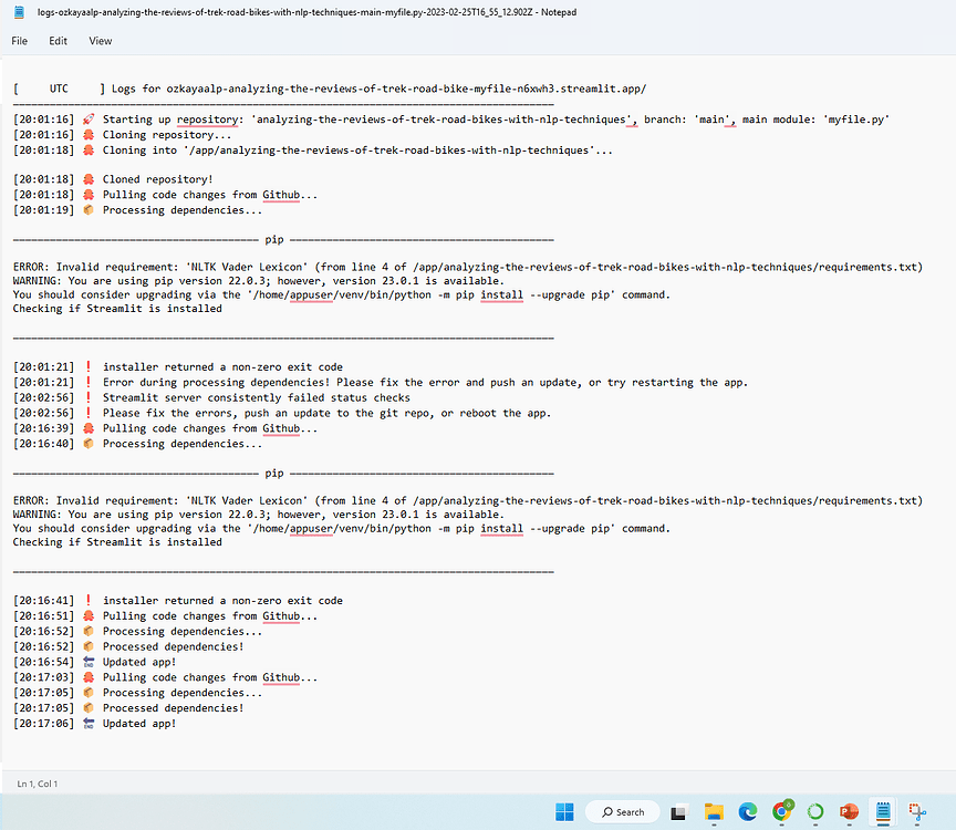Deploy a Streamlit app from GitHub - # Error installing requirements ...