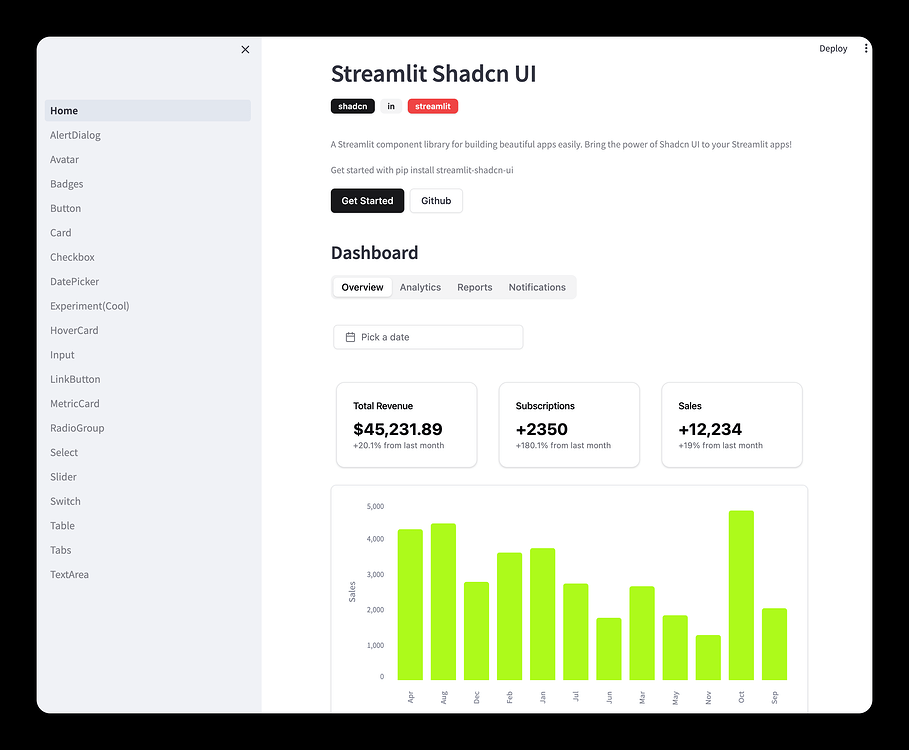 New Component: streamlit-shadcn-ui, using modern ui components to build ...