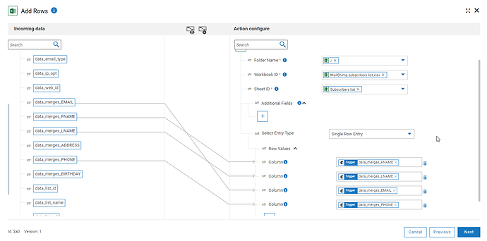 Excel Online connector configuration