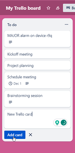 New Trello card