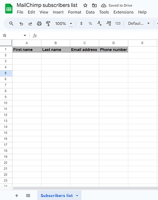 Google Sheets spreadsheet