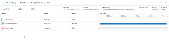 Workflow execution history