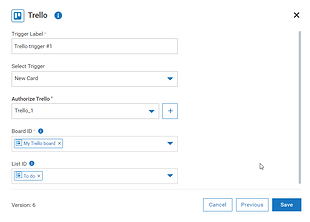 Trello trigger configuration