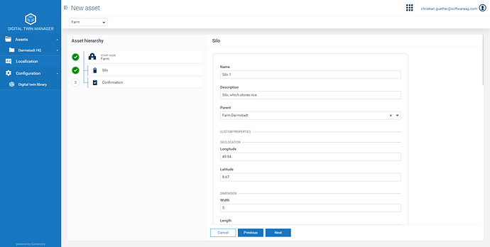 New asset hierarchy for a farm in Darmstadt is about to be created