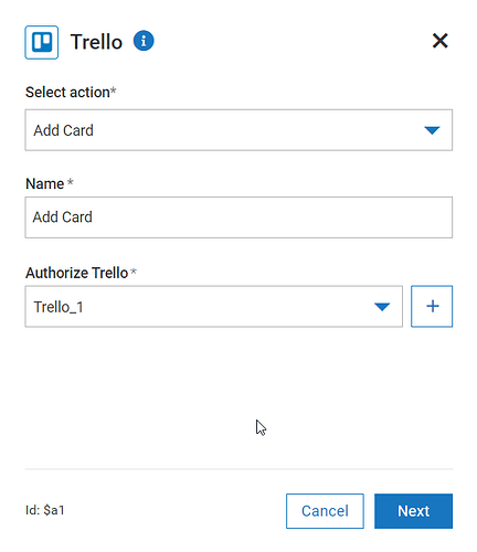 Trello connector action