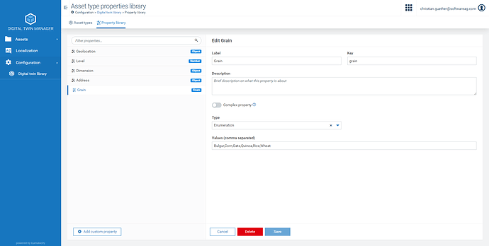 Definition of the property grain as an enumeration using the property library