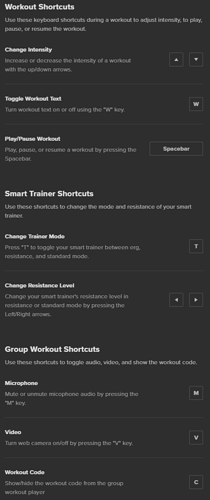 Workout Shortcuts