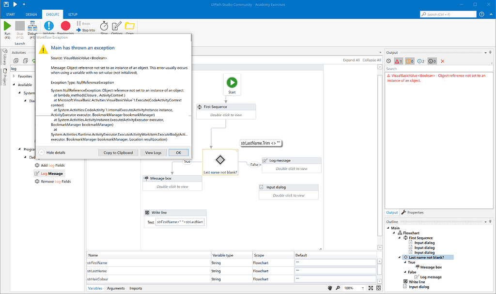 Error "Main has thrown an exception" Help UiPath Community Forum