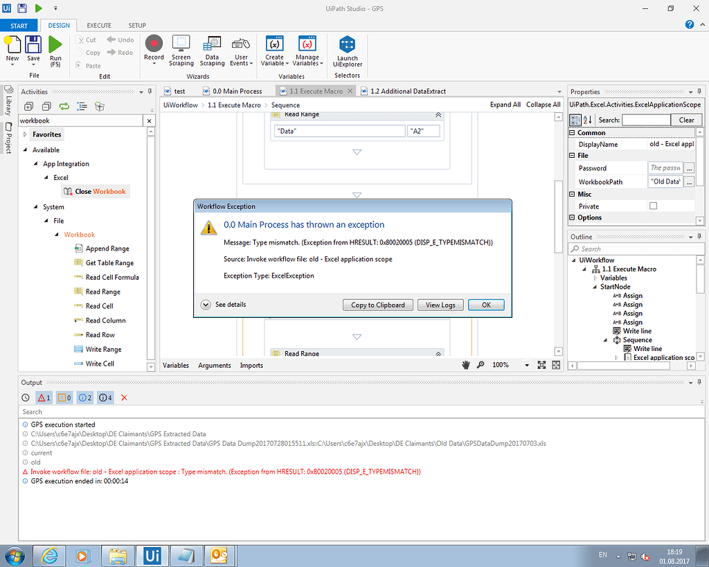 Intermittent HResult erros in Excel Operations Help UiPath