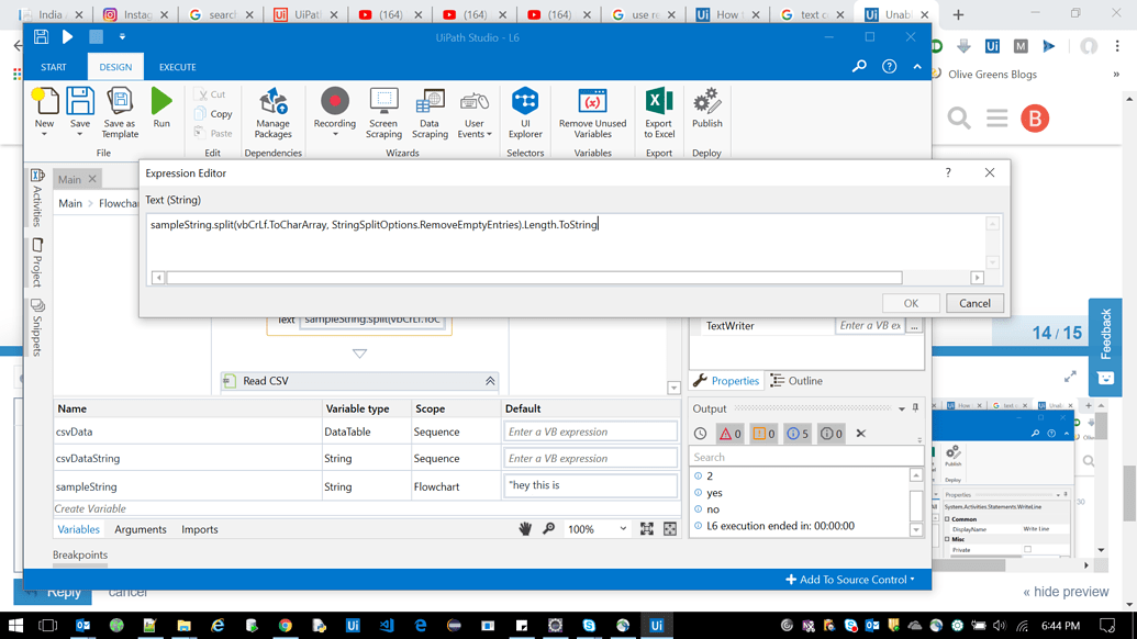 Unable to split a string with newLine delimiter? Help UiPath