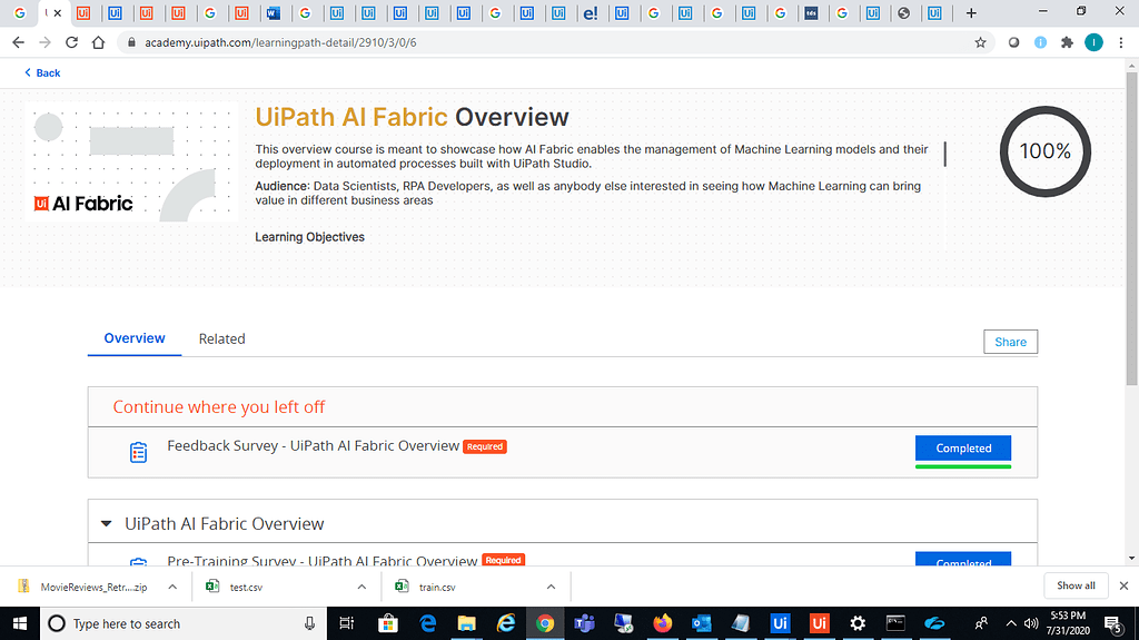 Completes UiPath AI Fabric but Not able to download the certificate