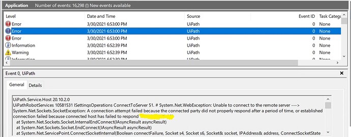 A Connection Attempt Failed Because The Connected Party Did Not Properly  Respond - Orchestrator - Uipath Community Forum