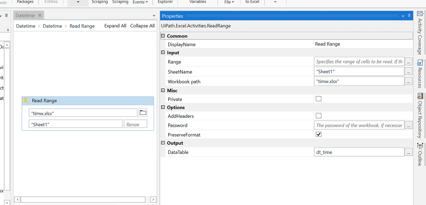 Issue in reading "Time" values from excel using preserve format of Read