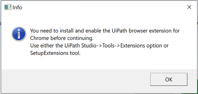 UiPath Chrome plugin error