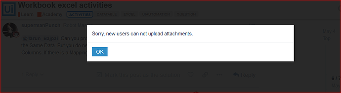 not able to upload attachment