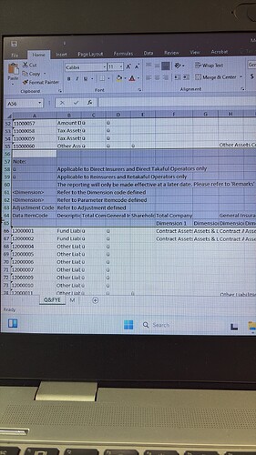 An open Excel spreadsheet displayed on a laptop screen containing rows and columns with various financial data and notes. (Captioned by AI)