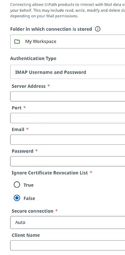 The image shows a form for configuring email server settings, requiring inputs such as IMAP username and password, server address, port, and email with additional security options. (Captioned by AI)