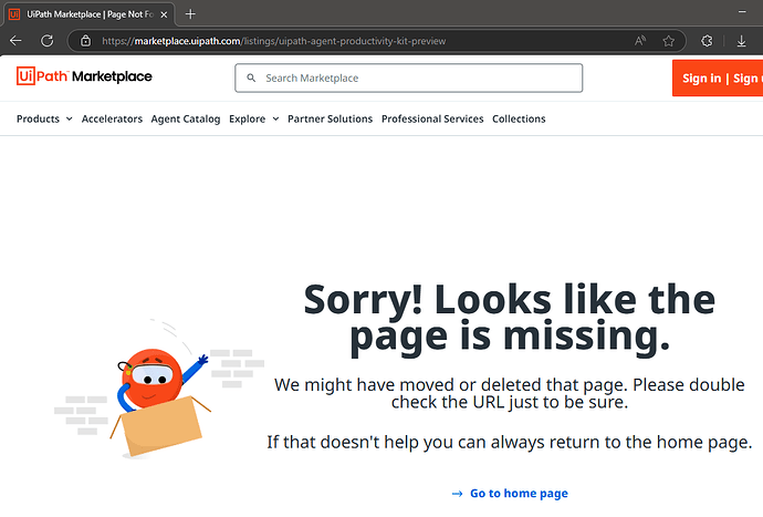 The image shows a webpage with a "Page Not Found" message, indicating that the requested page is missing and suggesting to check the URL or go back to the homepage. (Captioned by AI)