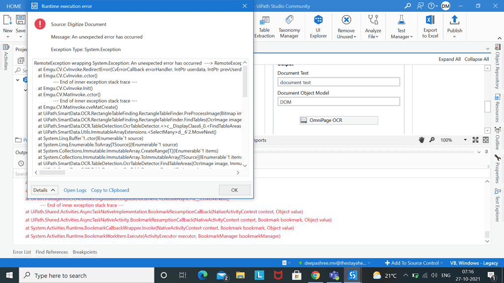 Digitize Document activity throws an error with PDFs Studio UiPath