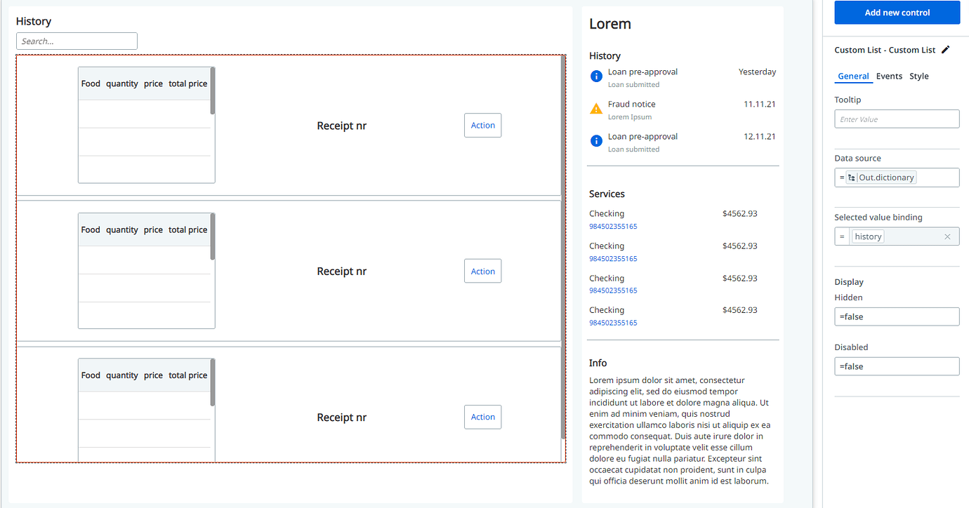 Display Dictionary in a custom list Custom list with additional list