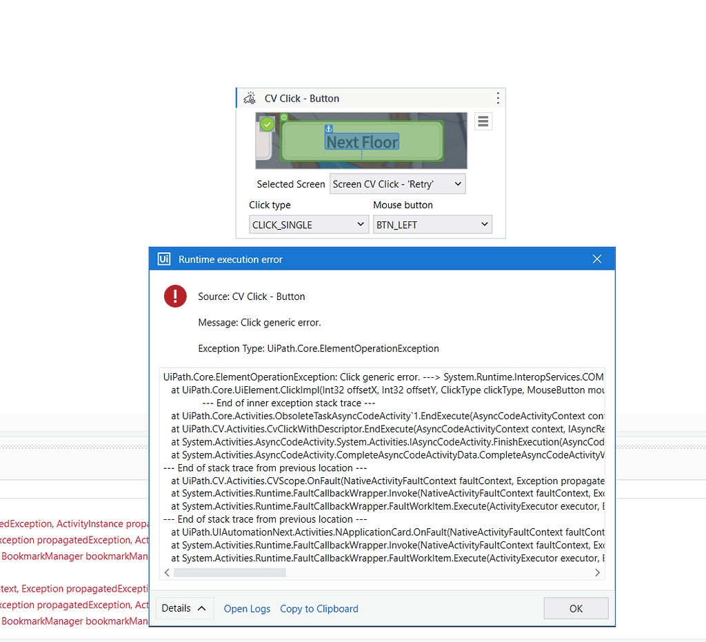 Click generic error; Can't interact with an application - Studio ...