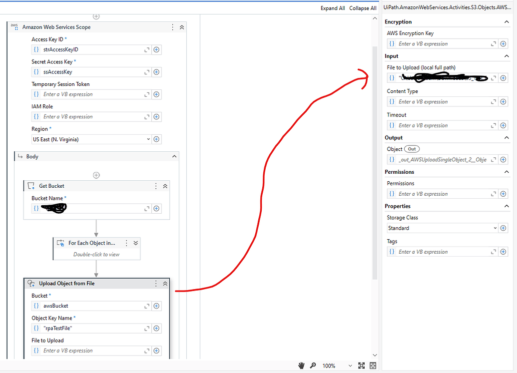 How to upload a file to a specific subfolder in AWS S3 bucket Studio
