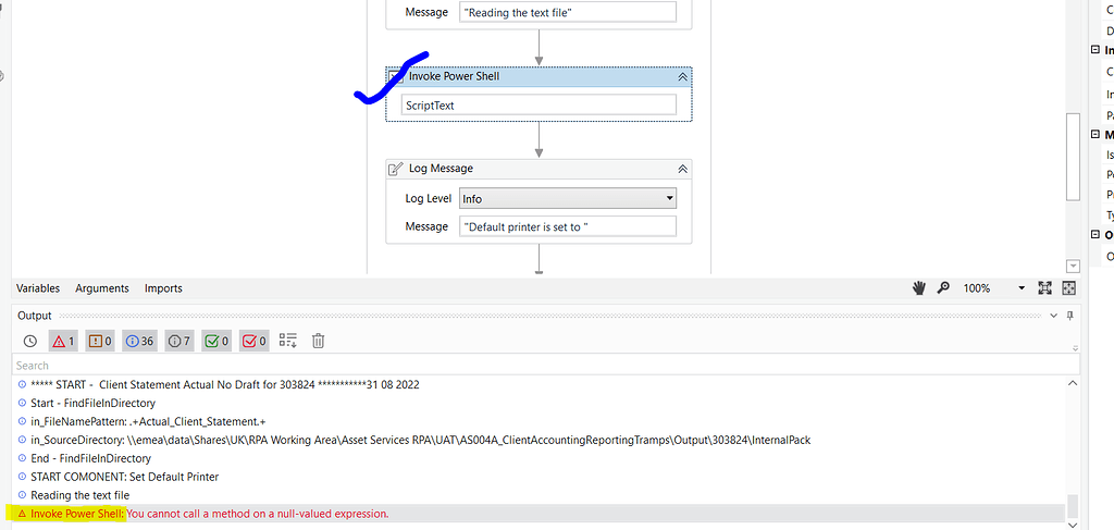 Invoke Power Shell: You Cannot Call A Method On A Null-Valued Expression -  Studio - Uipath Community Forum