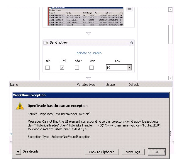 HotKeys and Type into not working for sendkeys actions Help UiPath