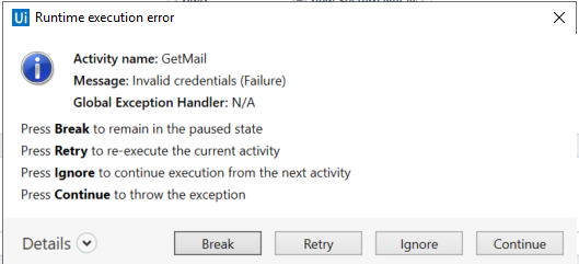 Invalid Credentials (failure) - Help - UiPath Community Forum
