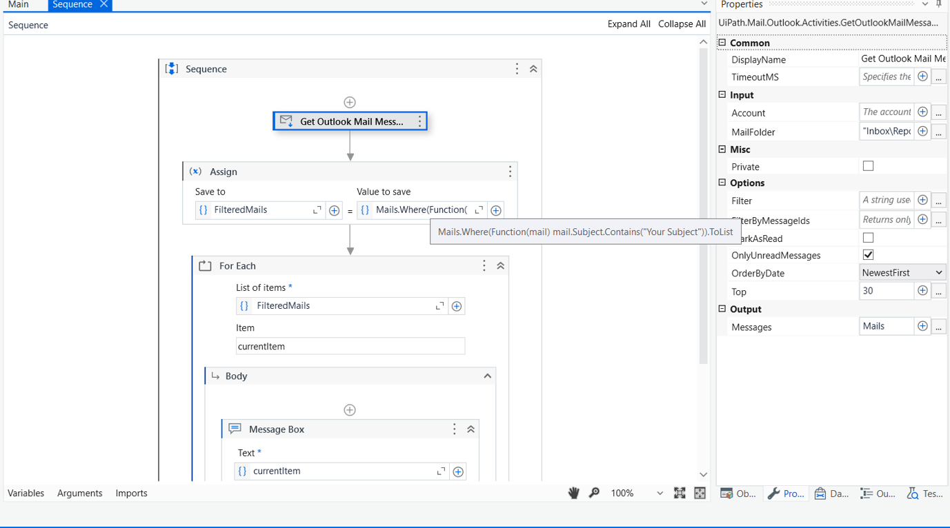Filter Outlook Email by subject line Studio UiPath Community Forum