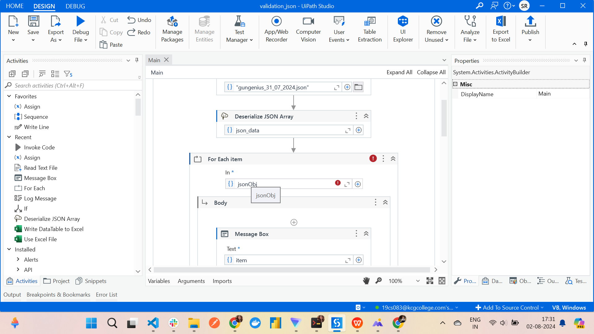 Json validation - Studio - UiPath Community Forum