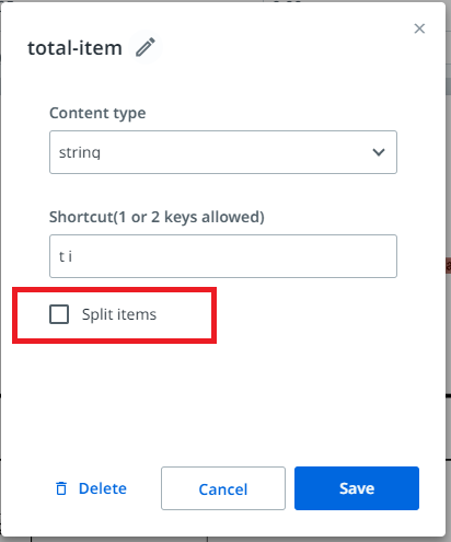 split items