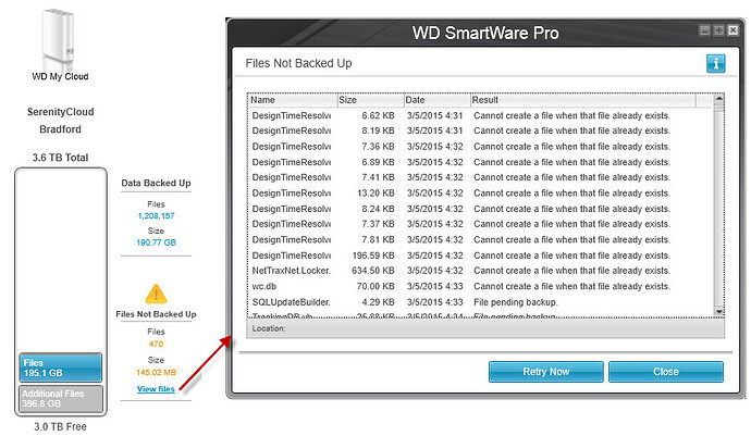 Files Not Backed Up (View Files)