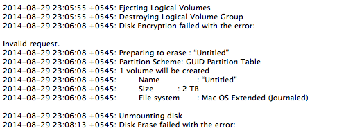 last log report of my hard disk