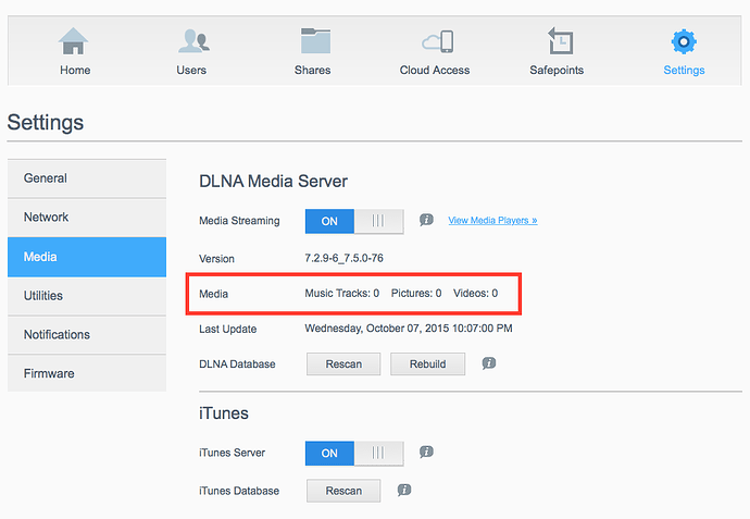 Dashboard media page
