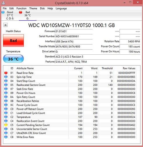 WD Elements Crystaldiskinfo