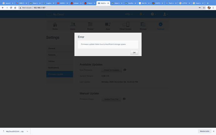 Check for updates error