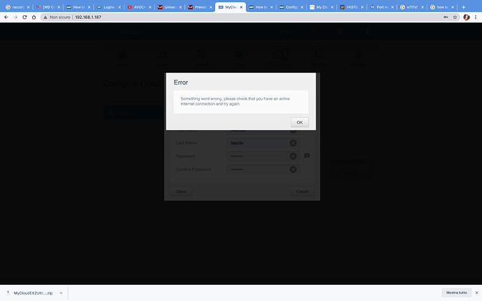 cloud access account creating error