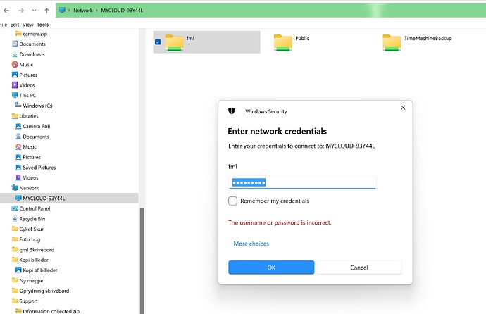 using local user with error