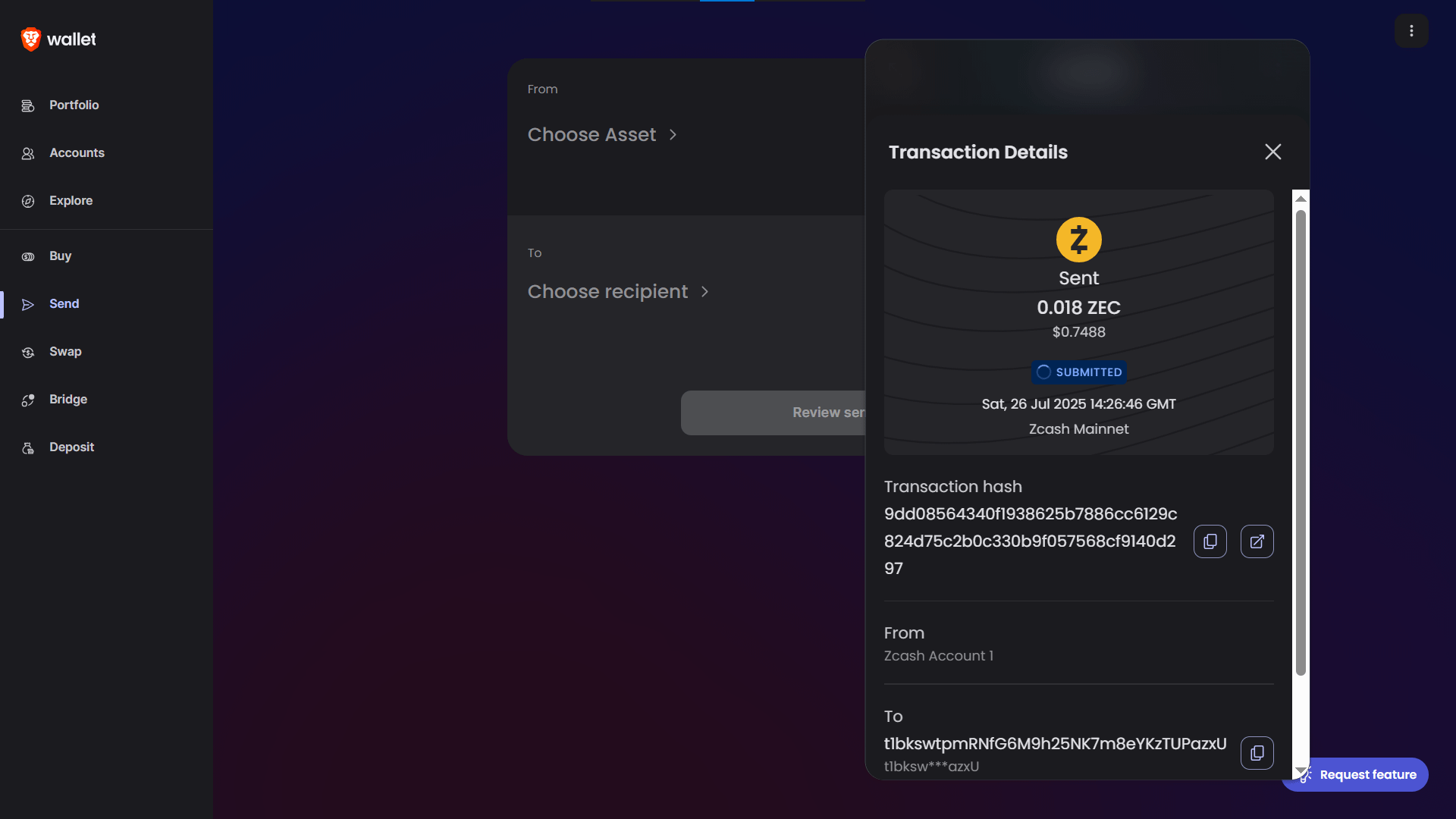 r/zec - Getting Started with Brave Wallet for Zcash: A Step-by-Step Walkthrough with Real Transactions and Screenshots (Part 2)|750xauto